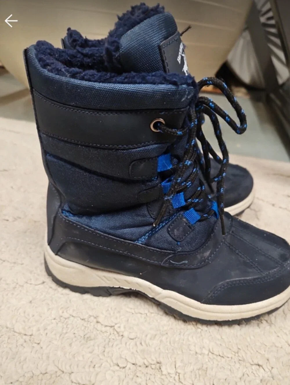 Beverly Hills Polo Club Boys Snow Boots Navy Blue / Black - Size 2 (GUC)